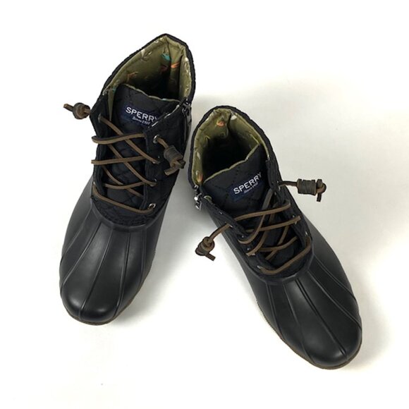 New Sperry Top Sider Black Quilted Waterproof Saltwater Duck Boot 8 - Picture 6 of 15